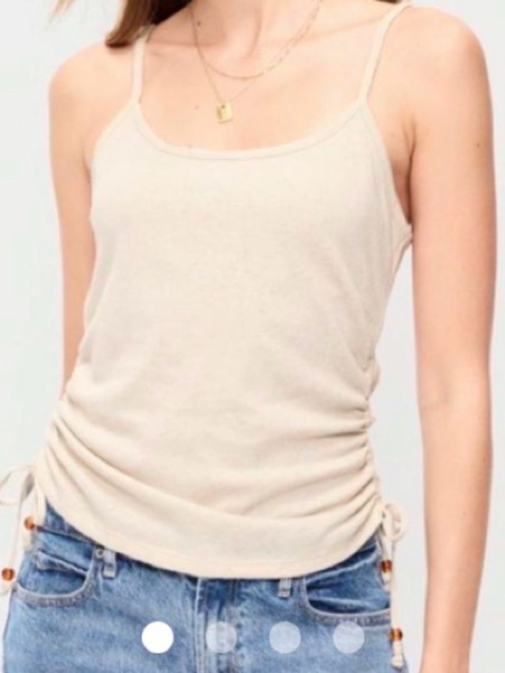 OLD NAVY size MEDIUM Beige Ruched Side Spaghetti Strap Camisole